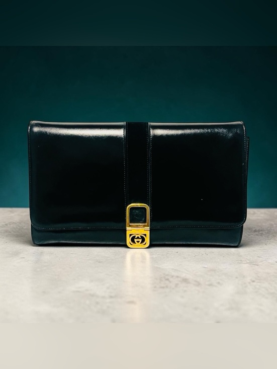 Gucci Handbags - Gucci Vintage Interlocking GG Black Clutch/Crossbody Bag